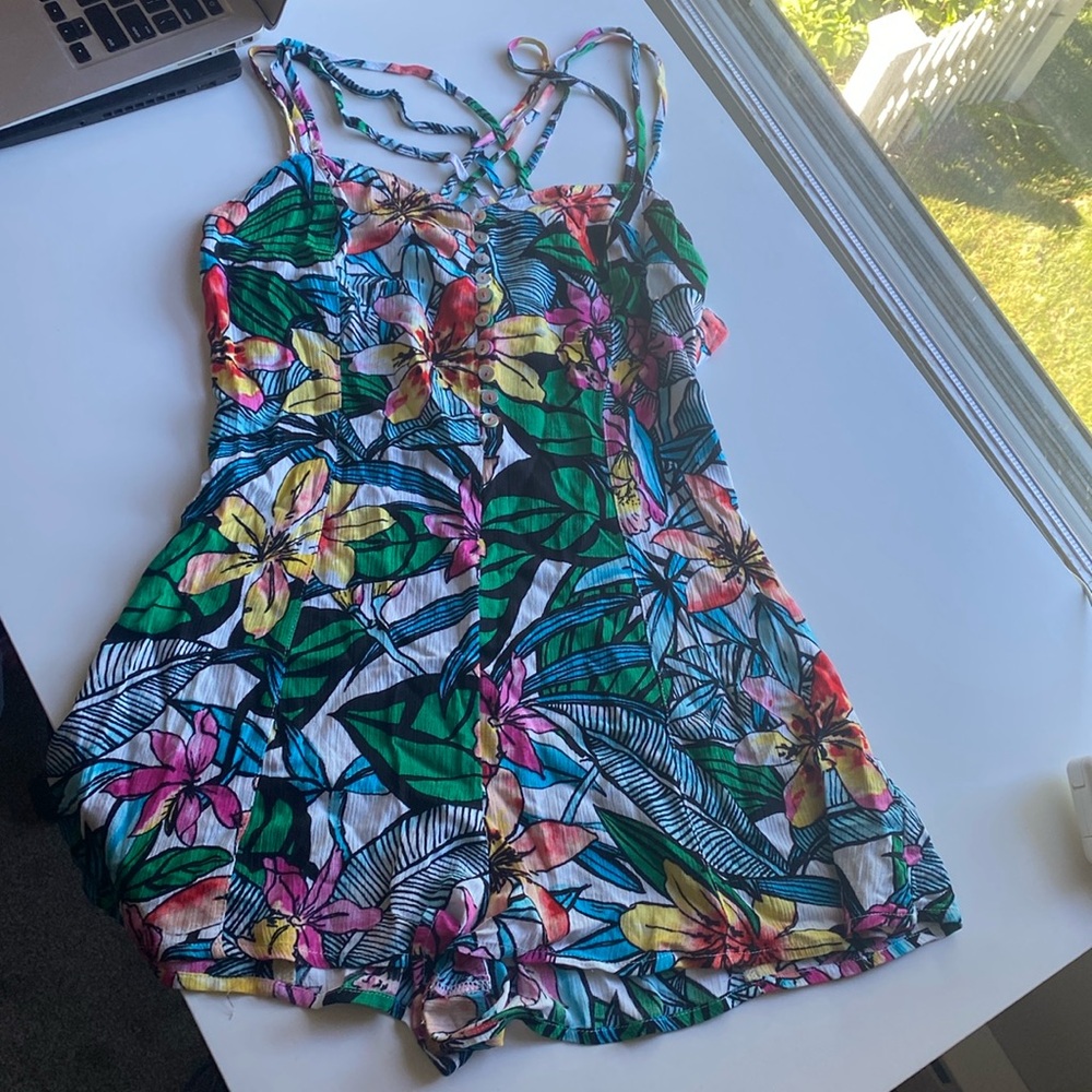 Tropical romper small buttons island hawaiii